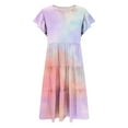 thumbnail image 4 of Spazoro Toddler Girls Tiered Dress, Casual Round Neck Flutter Sleeve with Gradual Color Princess Dresses for Child Girls Pink Size 13 T, 4 of 8