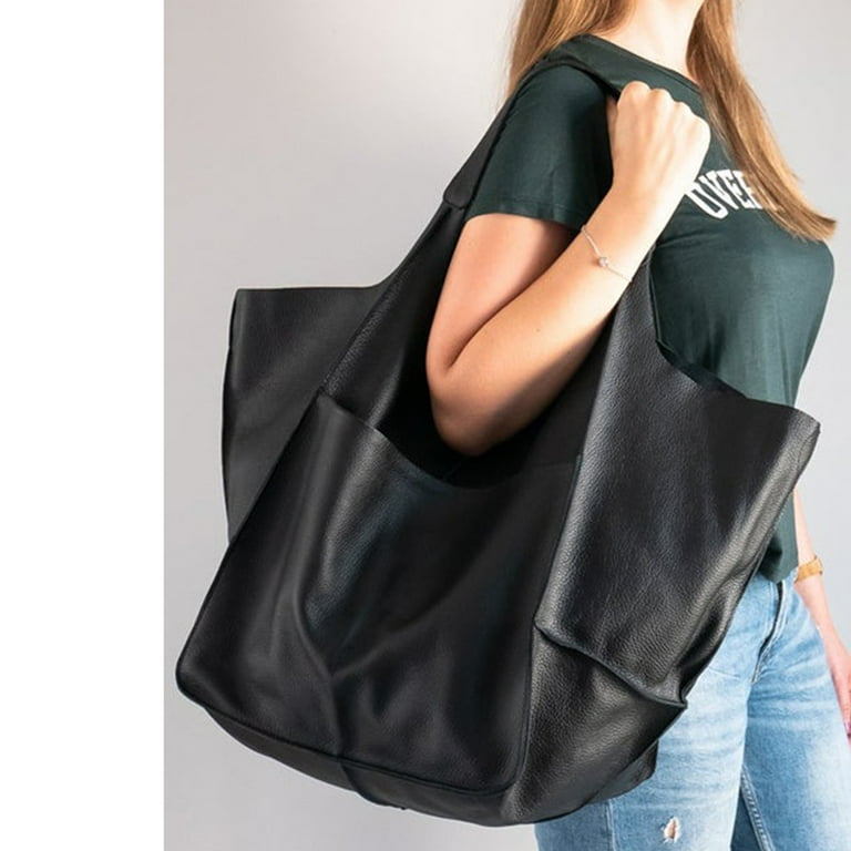 Fashion Women s Large Pu Leather Satchel Handbag Work Tote Shoulder Bags Purse Soft Crossbody Oversized Bag Black