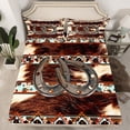 thumbnail image 2 of Castle Fairy Western Cowboy Horseshoe 4 Pieces Queen Sheet Sets for Teens Boys Girls,Animal Cow Print Ultra Soft Flat Sheet,Bohemian Western Aztec Queen Fitted Sheet,Microfiber Bedroom Decor, 2 of 7