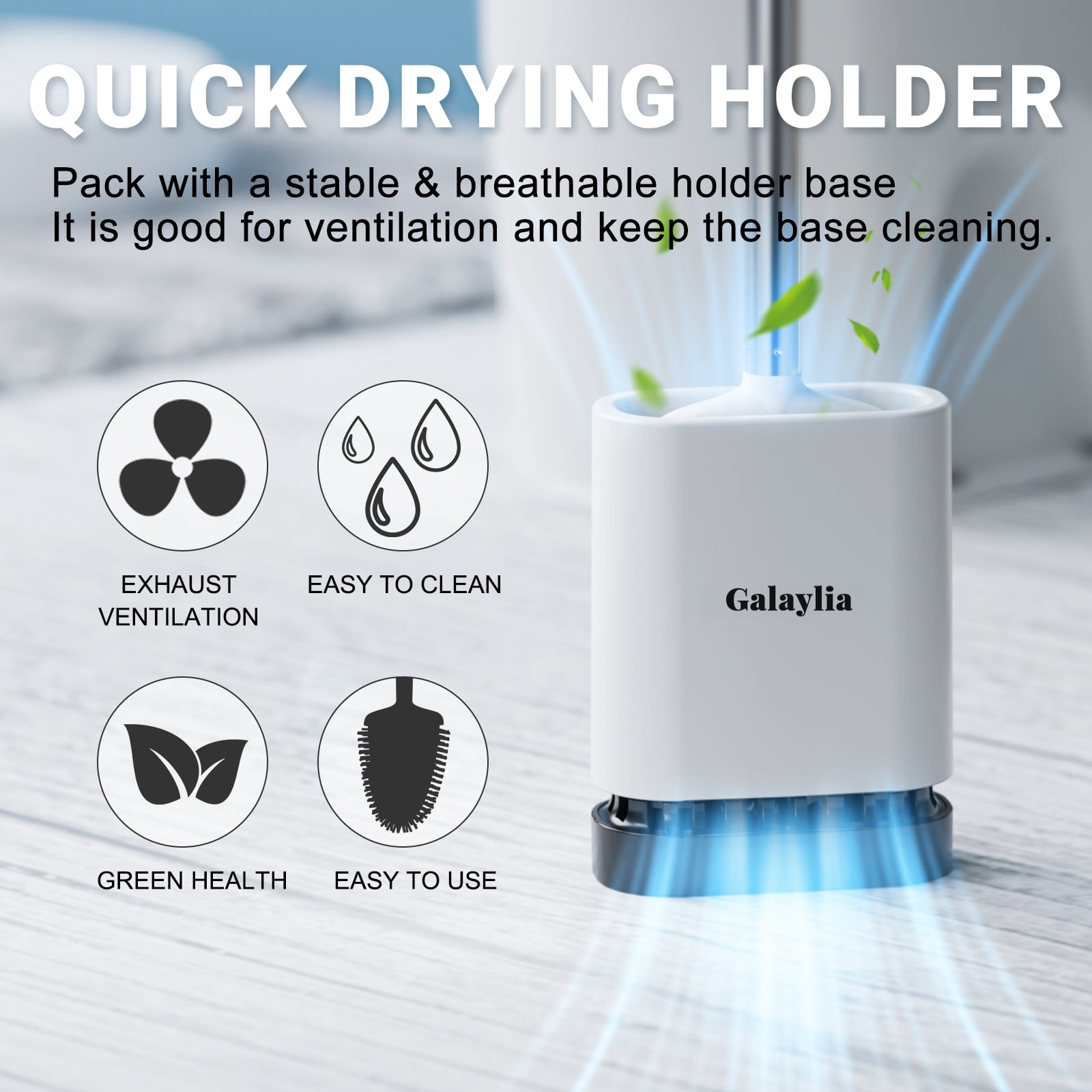 Silicone Toilet Brush and Holder Set, Automatic Toilet Bowl Brushes with Ventilation Slots Base