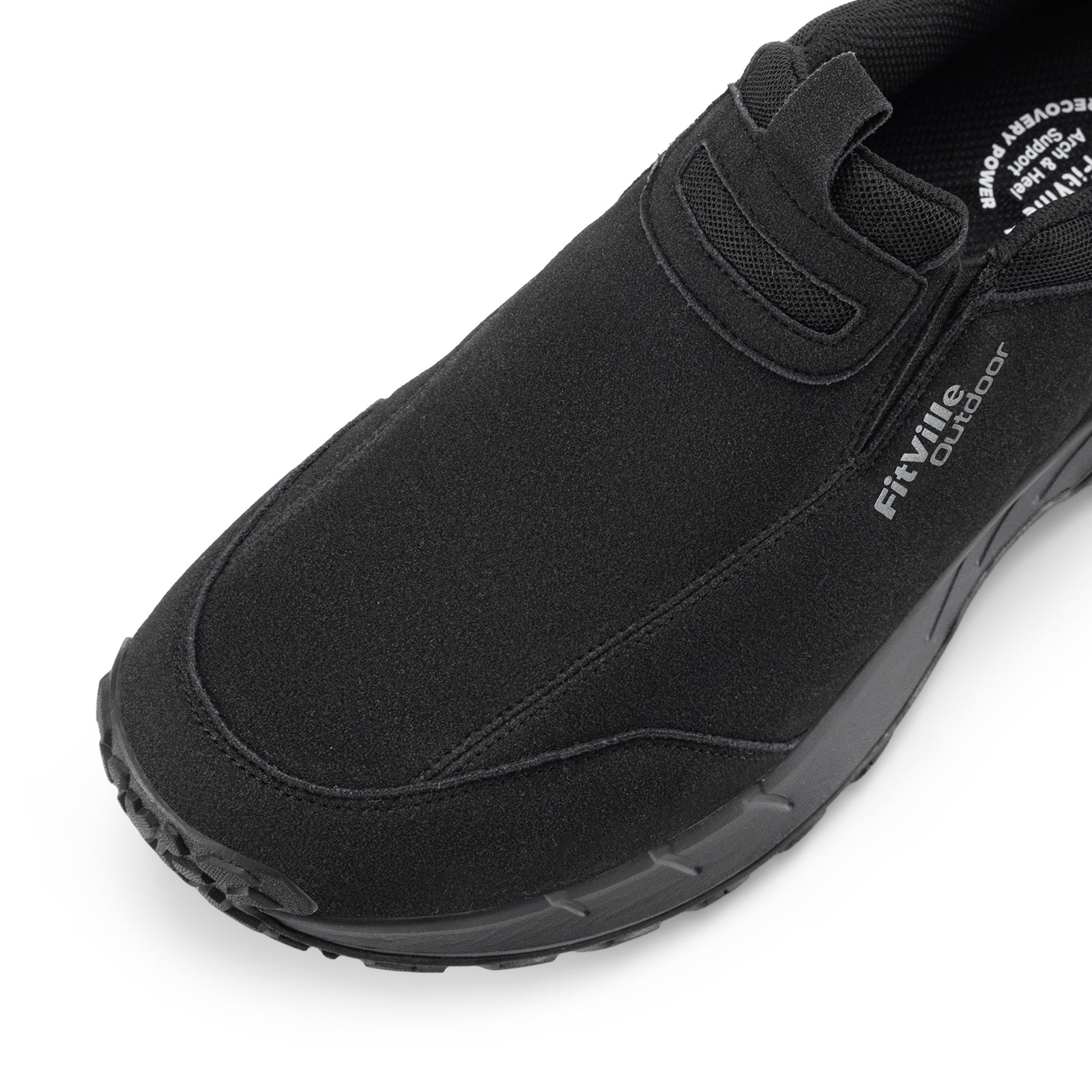 FitVille Wide Mens Slip on Hiking Shoes Trekking Loafer with Arch Support