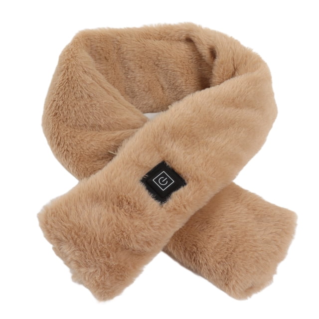 Bufanda eléctrica con calefacción, 3 niveles de calefacción, envoltura para el cuello, felpa suave, lavable para actividades al aire libre en invierno, color tostado claro