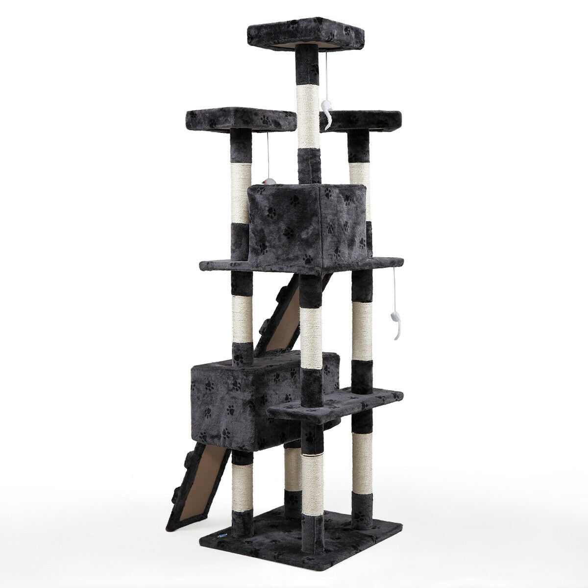 Lowestbest 67-in Cat Tree & Condo Scratching Post Tower, Gray Lowestbest 67-in Cat Tree & Condo Scratching Post Tower, Gray
