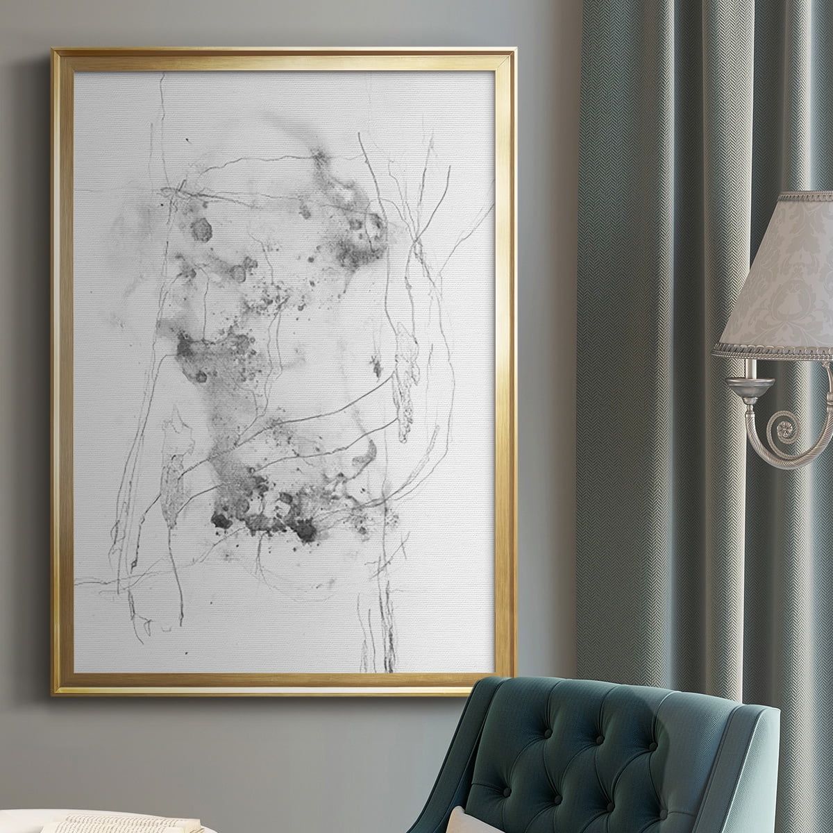 Graphite Abstract IV Premium Framed Print, in Gold, Black, or Silver - Ready to Hang