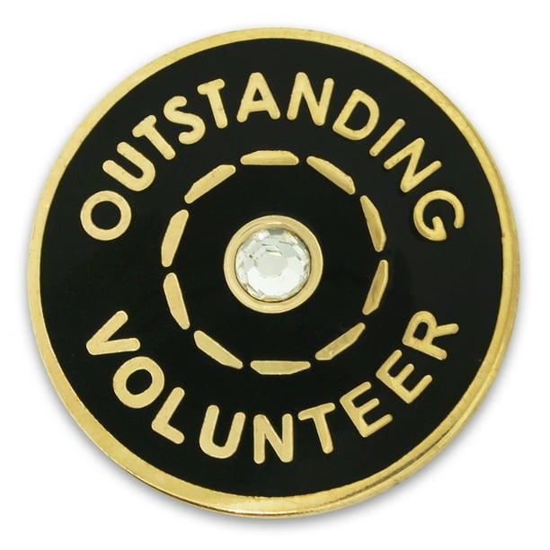 PinMart's Gold Plated Outstanding Volunteer Enamel Lapel Pin