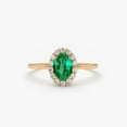 thumbnail image 5 of Emerald Ring 14k Gold Plated 925 Sterling Silver Classic Oval Cut Emerald Ring with Surrounding Diamonds Natural Emerald Ring, 5 of 5