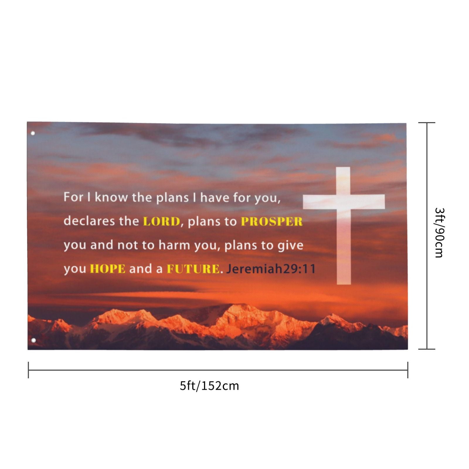 VIVACITE Christian Flag 3x5 YPF5&nbsp;Garden Outdoor Patio Front Porch Decorations Outdoor Art Prayer Flags Outdoor Yard Religious Faith Christian Gifts with Bible Verse JEREMIAH 29:11