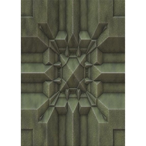 Ahgly Company Indoor Rectangle Patterned Khaki Green Novelty Area Rugs, 3' x 5'