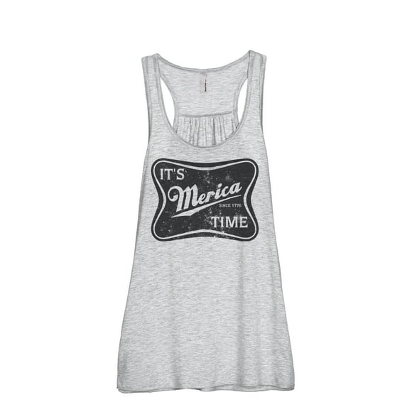 It's Merica Time Women's Fashion Sleeveless Flowy Racerback Tank Top Sport Grey Small