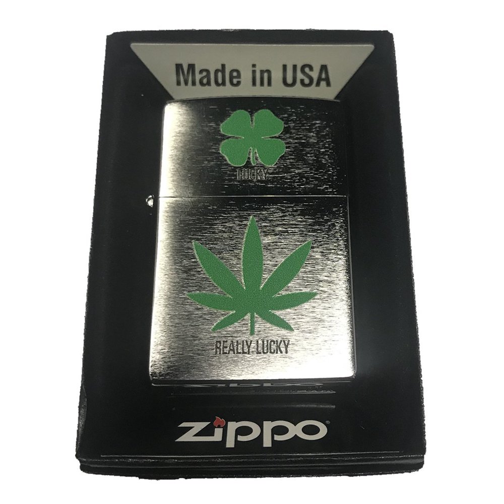Zippo Custom Lighter 4 Leaf Clover Lucky 7 Weed Pot Leaf Marijuana