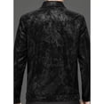 thumbnail image 6 of Xdegoge Men's Casual Button Down Jacket Vintage Patterned Long Sleeve Coat with Chest Pockets Lightweight Lapel Outerwear for Fall Spring Work Everyday Wear, 6 of 9