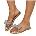 Ladies Summer Transparent Rhinestone Bow Flat Bottom One Word Beach