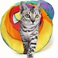 thumbnail image 3 of Cat Tunnel For Indoor Cats, Collapsible Rainbow Cat Play Tunnel With Interactive Crinkle Tubes, Foldable Pet Toy For Kitten Exercise, Chase & Hide, Multi-Use Cat Activity Center, 3 of 7