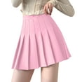 thumbnail image 2 of DondPO Mini Dress Womens Skirts Womens Girls Solid Pleated Skirt Basic Skirt Aline Design Skirt Pleated Skirts Womens Dresses Pink Dress S, 2 of 4