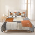 thumbnail image 3 of Twin XL Quilt Set 68''x98'', Burnt Orange Grey Lightweight Summer Bedspread Coverlet Set with 2 Pillow Shams, Modern Abstract Oil Painting Breathable All Season Quilt Bedding for Dorm/Guest Room, 3 of 9