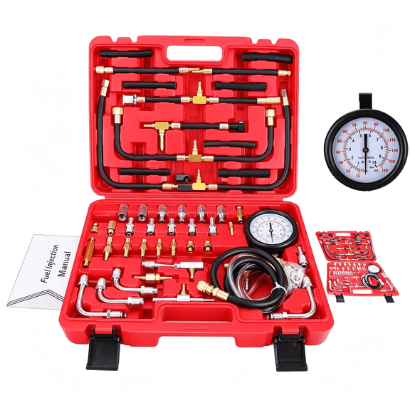 GJX Fuel Pressure Tester Kit Pro Fuel Injection Pressure Tester Kit Gauge 0-140 Psi