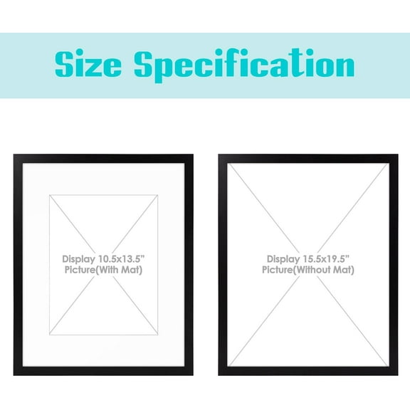 16x20 Wall Picture Frame with Mat, Black 3 Pack -  Decor for Family Photos and Art