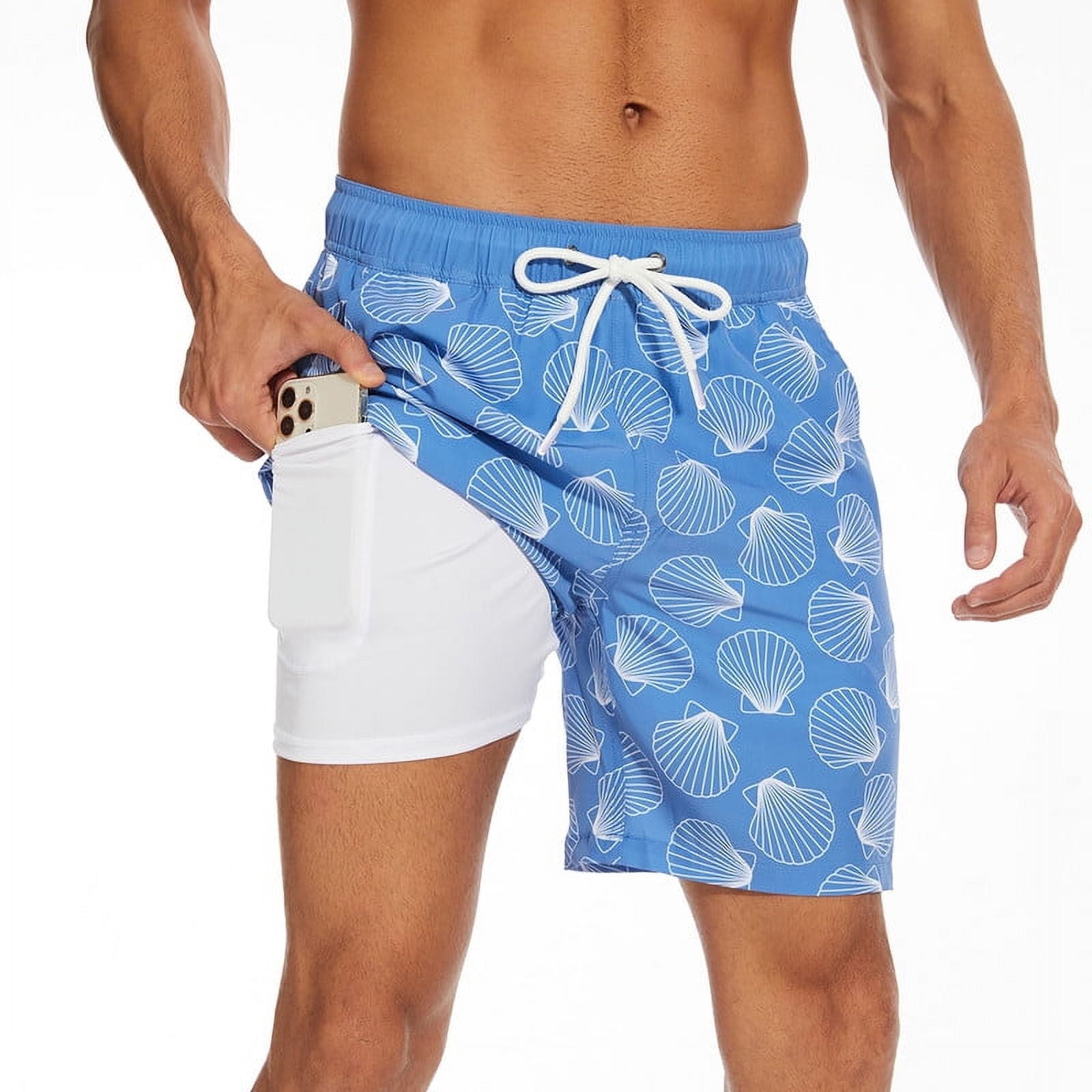 Mowujeit Swim Trunks 5" Stretch Beach Shorts Quick Dry Mens Board Short, Size XL