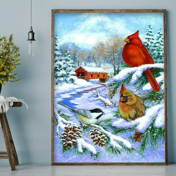 Cuadros Decorativos 5D Rhinestone Snowy Bird Art Full Round Drill Diamond Painting Set Decoración para el hogar Ndcxsfigh Nuevos Originales