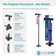 HurryCane Freedom Edition Foldable with T Handle Walking Cane for Men & Woman (Purple) Bundle with PremGear Cane Holder, Compatible with HurryCane