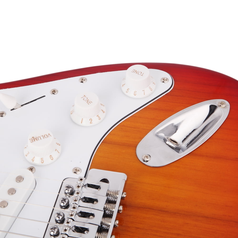 Private Jungle 39" Rosewood Fingerboard Electric Guitar with Gigbag ​Strap Amp Wire Tremolo Arm Cord for Adult Student Beginner, Red