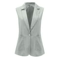 thumbnail image 4 of YUGYXL Cotton Linen Suit Jacket for Women Casual Sleeveless Lapel Business Blazers with Pockets Cardigans Tops Gray L, 4 of 7