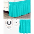thumbnail image 3 of Turquoise Plaid Wrap Around Bed Skirts for Queen Bed 16" Drop,Bed Skirt with Adjustable Elastic Belt Dust Ruffle Bed Valance for Bedroom Hotel Geometric Leaf Diamond Morocco Abstract Bed Frame Cover, 3 of 7