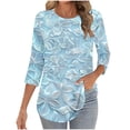 thumbnail image 7 of Vetsdori 3/4 Sleeve Tops for Women Plus Size Dressy Pullover Graphic,Casual Tunic Summer Womens T-Shirts Round Neck, 7 of 7