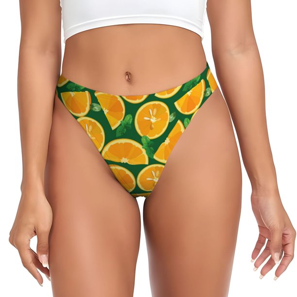 Fotbe Orange Lemon Tanga Sin Costuras para Mujer con Estampado – Panties Invisibles, Transpirables y Cómodos para Uso Diario-4X-Large