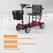 ENGWE 4 Wheel Electric Mobility Scooter for Seniors & Adults Foldable Lightweight Mobility Scooter with Removable Dual Battery 20 Miles Long Range Electric Scooter Powered Wheelchiar for Travel Blue
