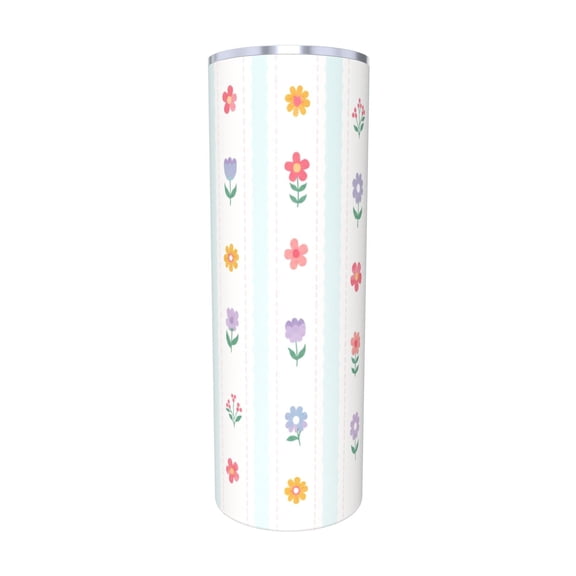 20oz Cottagecore Floral Stripe Tumbler Insulated Car Cup Travel Coffee Cup Gift for Women with Straw
