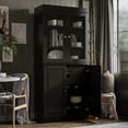 thumbnail image 4 of Palace Imports 100% Solid Wood Kitchen Pantry Storage Cabinet with Glass Doors, Adjustable Shelves and 2-Drawers, Black, 4 of 5