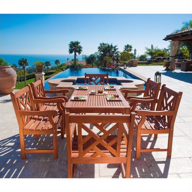 Malibu Outdoor 7piece Wood Patio Dining Set