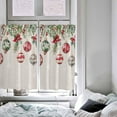 thumbnail image 4 of Beige Christmas Ball Kitchen Curtains 54 in Long, Xmas Poinsettia Pine Needles Snow Rod Pocket Window Curtains Panels for Bedroom/Bathroom/Nursery, Light Filtering Treatment Curtains Drapes 42"x54", 4 of 5