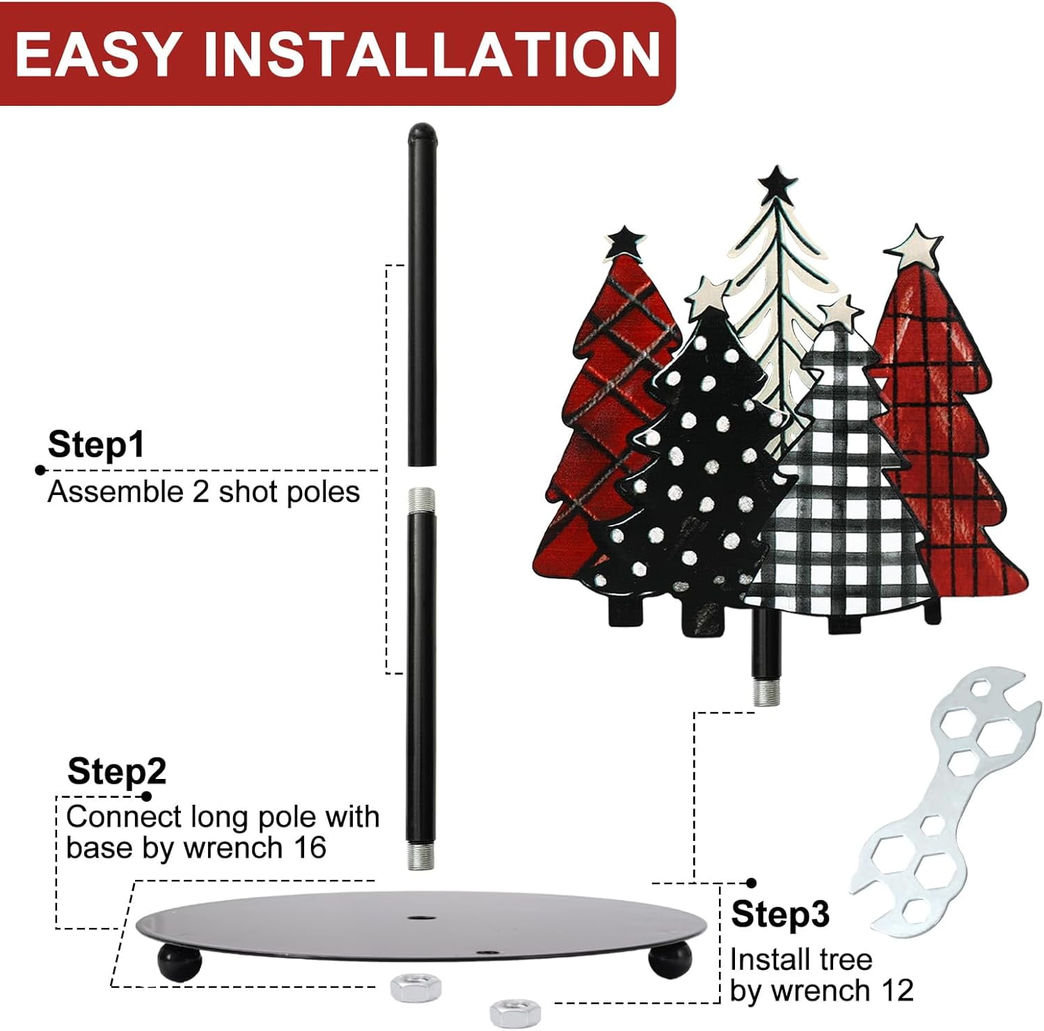 BAN Christmas Paper Towel Holder Waterclor Buffalo Plaid Xmas Tree Kitchen Decor Accessories Large Metal Towel Holder Stand for Winter Home Bathroom Countertop