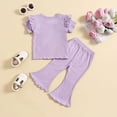 thumbnail image 4 of Zwiiyzr "Daddys Girl" Outfits for Toddler Girls Clothes Letter T-Shirt Tee Tops + Flare Pants Baby Clothes Bell-Bottoms Set 1-5T Purple, 4 of 8