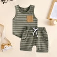 thumbnail image 2 of NOLDARES Toddler Boys 2-Piece Tank Top Shorts Set Summer Casual Outfits Sleeveless Striped Design AG,0-6 M, 2 of 6