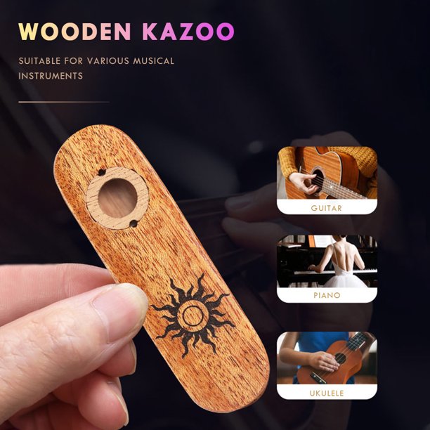 Kazoo De Caoba Mini instrumento de viento kazoo de madera de caoba kazoo para amantes de la música (el sol)