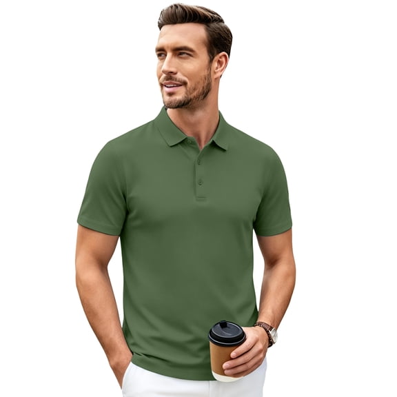 Polo Shirts For Men Short Sleeve Classic Golf Shirt Soft Lightweight Breathable Summer Tops Green L