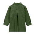 thumbnail image 5 of Girls Linen Shirts Long Sleeve Button Down Collared Dress Shirt for Girls Cotton Blouse Casual Tunic Tops School Uniform,Green 11-12Y, 5 of 6