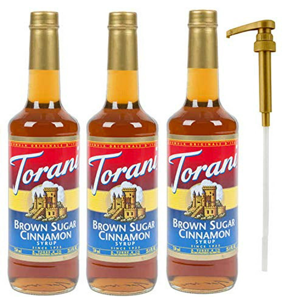Torani Brown Sugar Cinnamon flavor Syrup 3Pack Plus One Syrup Pump for