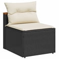 thumbnail image 2 of vidaXL 5 Piece Garden Sofa Set with Cushions Black Poly Rattan Acacia, 2 of 5