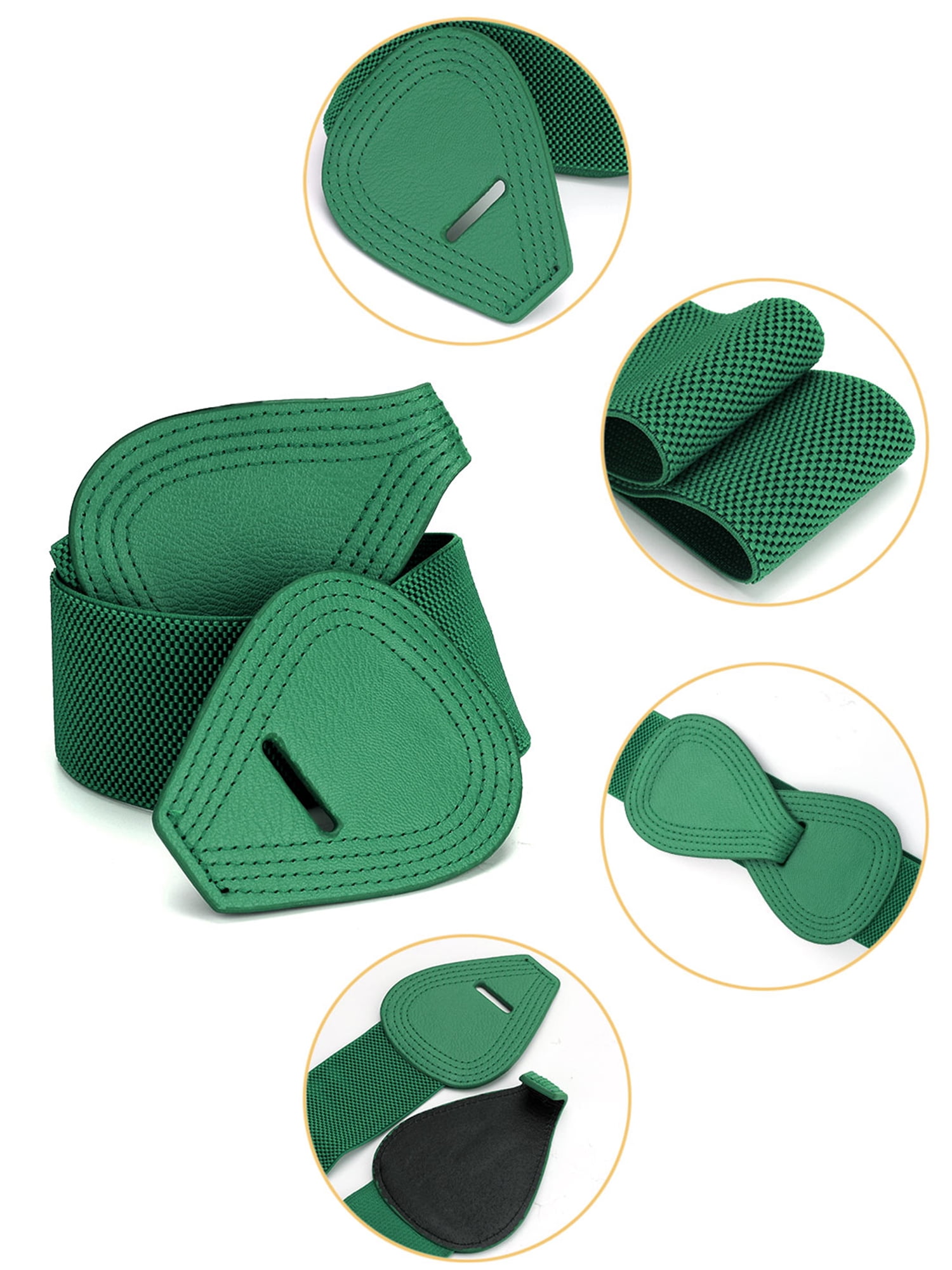 DARING DIVA Women's Plus Size Buckle Waist Belt 2 Pcs 39.4"x2.36" Black & Green