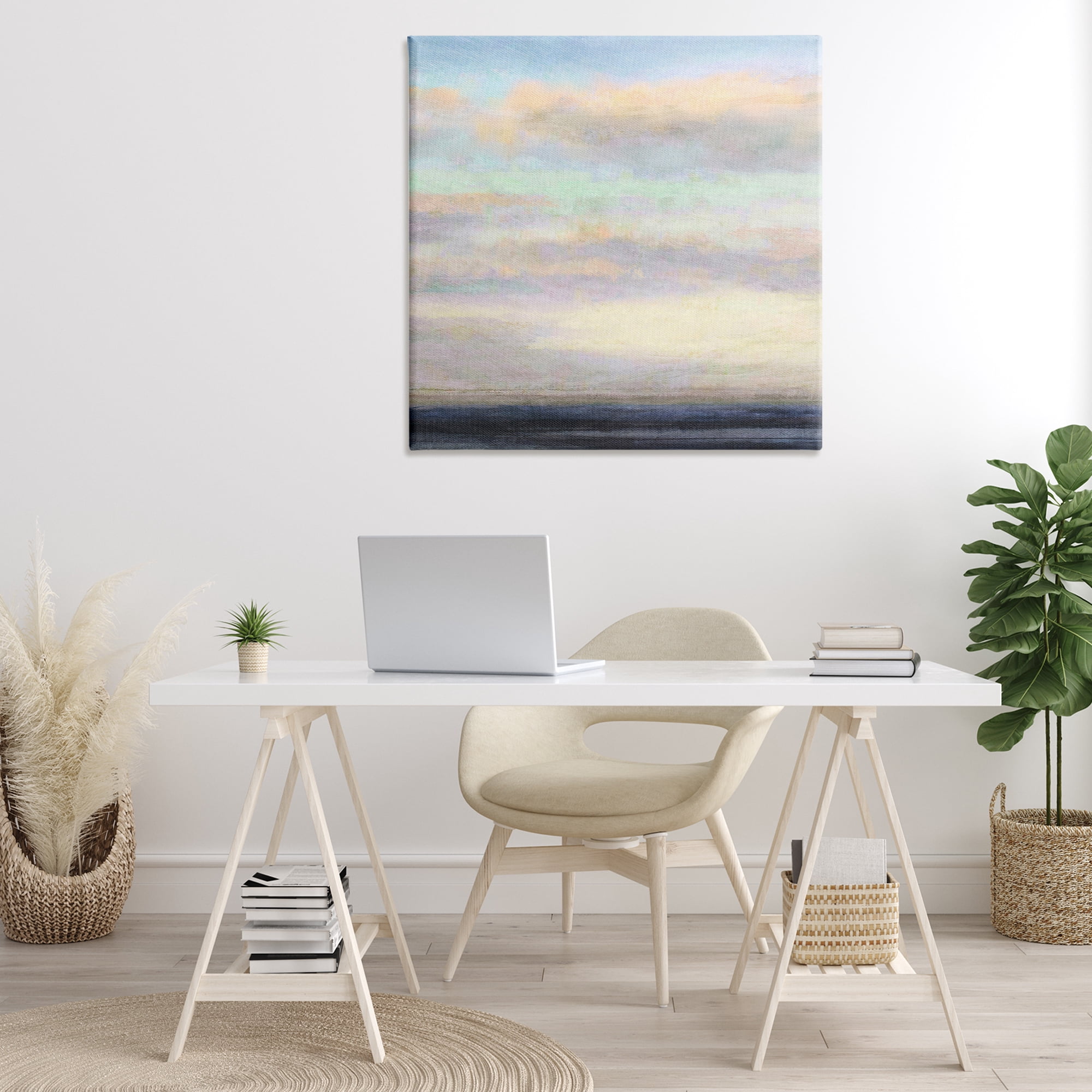 Stupell Industries Cloudy Abstract Bay Scene Coastal Painting Gallery Wrapped Canvas Art Print Wall Art, 36 x 36