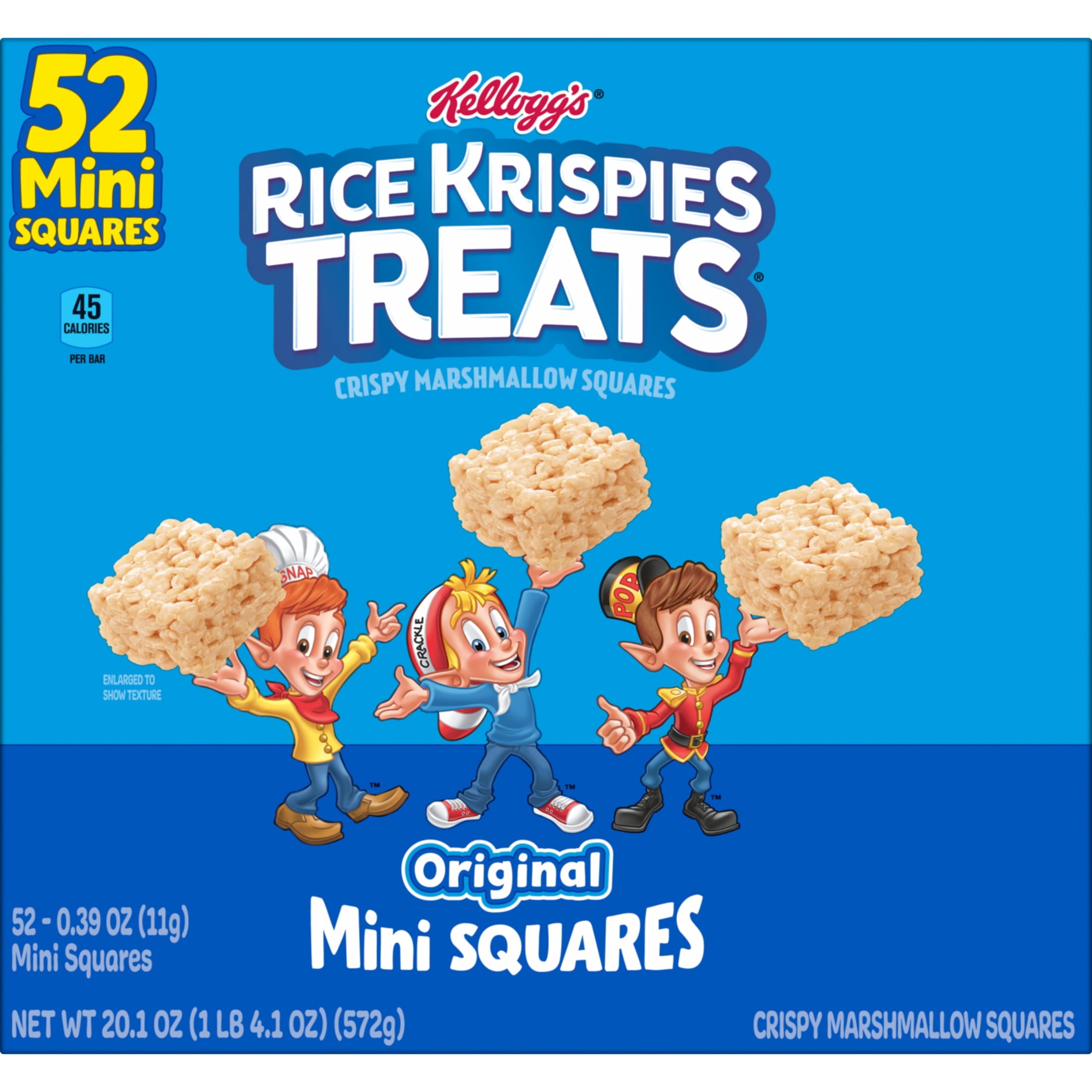 (4 pack) Rice Krispies Treats Original Chewy Mini Crispy Marshmallow Squares, Kids Snacks, 20.1 oz, 52 Count