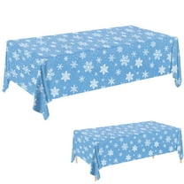 BinKFF Christmas Snowflake Plastic Tablecloth Decorations, Snowflake Christmas Disposable Table Cover for Winter Christmas Holiday New Year Party Supplies Decorations, 51 x 86 Inch