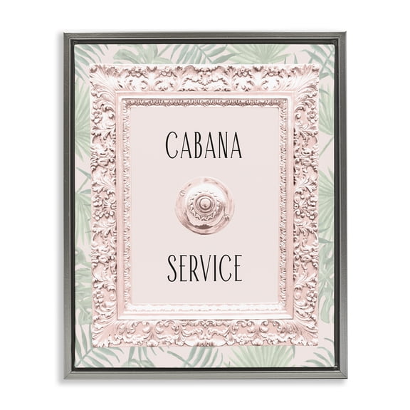 Stupell Industries Tropical Cabana Service Tropical Leaves Gray Floating Frame Canvas Art, 25 x 31, by Lil' Rue