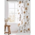 thumbnail image 3 of Sheer Curtains 96 Inches Long, Brown Spring Floral Semi Sheer Curtains Light Filtering Window Treatment, Flowers Leaves Elegant Pastoral Privacy Voile Drapes for Living Room Bedroom 52x96 Inch, 3 of 7