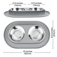 thumbnail image 6 of Double Dog Bowl Feeding Station, Skid Proof Silicone Base Mat with Spill Proof Raised Lip & Two 12oz Stainless Steel Bowls for Food and Water, Ideal for Small to Medium Size Dogs Cats Pet, Gray, 6 of 7