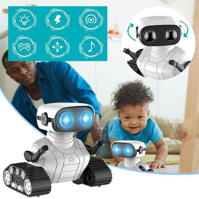 HUASHENG Robot Toys For Girls, Children's Rechargeable Remote Control Robots, Remote Control Toys With Music And LED Eyes, Children's Gifts